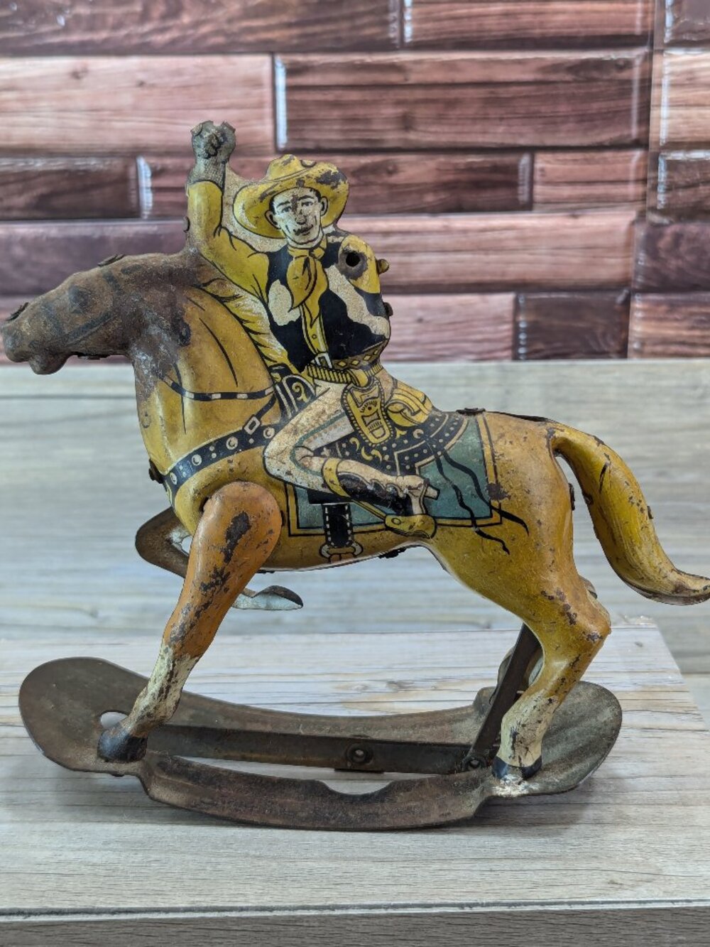 Marx Toys Tin Roy Rogers & Trigger Wind Up Toy Rocking Horse Missing Parts Works